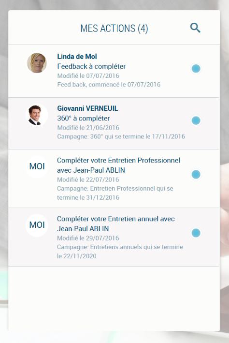 My Actions widget