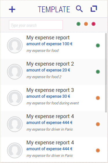 template list screenshot